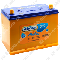Аккумулятор автомобильный 12В 75Ач АКОМ Asia 80D26R прямой полярности