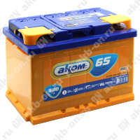 Аккумулятор автомобильный 12В 65Ач АКОМ прямой полярности