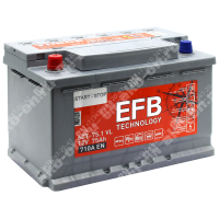 Аккумулятор автомобильный 12В 75Ач TUBOR EFB прямой полярности