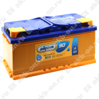 Аккумулятор автомобильный 12В 90Ач АКОМ обратной полярности  низ.
