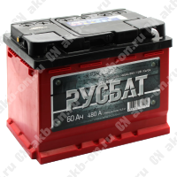 Аккумулятор автомобильный 12В 60Ач РусБат прямой полярности