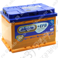 Аккумулятор автомобильный 12В 62Ач АКОМ +EFB обратной полярности 
