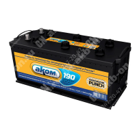 Аккумулятор автомобильный 12В 190Ач АКОМ с переходником прямой полярности