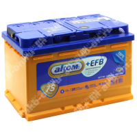 Аккумулятор автомобильный 12В 75Ач АКОМ +EFB обратной полярности 
