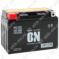 Аккумулятор мотоциклетный 12В 12Ач ON AGM прямой полярности YTZ12S 