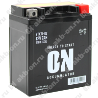 Аккумулятор мотоциклетный 12В 7Ач ON AGM обратной полярности YTX7L-BS