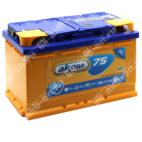 Аккумулятор автомобильный 12В 75Ач АКОМ обратной полярности 
