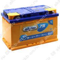 Аккумулятор автомобильный 12В 75Ач АКОМ обратной полярности 
