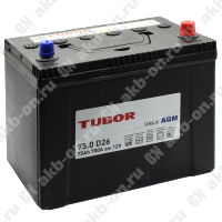 Аккумулятор автомобильный 12В 75Ач TUBOR Asia AGM обратной полярности 