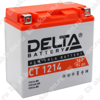 Аккумулятор мотоциклетный 12В 14Ач Delta CT AGM  прямой полярности YTX14-BS