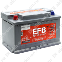 Аккумулятор автомобильный 12В 75Ач TUBOR EFB прямой полярности