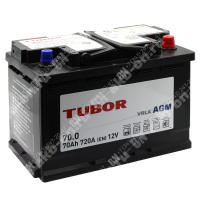 Аккумулятор автомобильный 12В 70Ач TUBOR AGM обратной полярности 