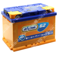 Аккумулятор автомобильный 12В 62Ач АКОМ прямой полярности
