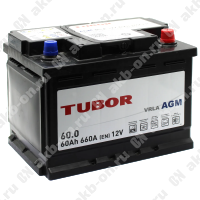 Аккумулятор автомобильный 12В 60Ач TUBOR AGM обратной полярности 