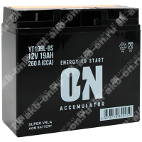 Аккумулятор мотоциклетный 12В 19Ач ON AGM обратной полярности YT19BL-BS