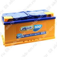 Аккумулятор автомобильный 12В 100Ач АКОМ прямой полярности