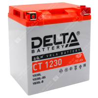 Аккумулятор мотоциклетный 12В 30Ач Delta CT AGM обратной полярности YTX30L-BS
