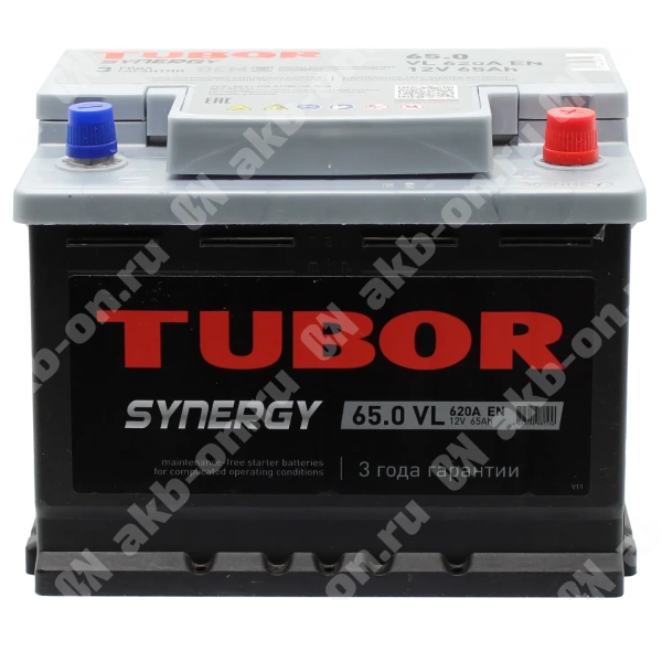 Аккумулятор автомобильный 12В 65Ач TUBOR SYNERGY обратной полярности