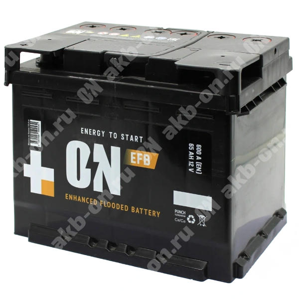 Аккумулятор автомобильный 12В 65Ач ON EFB прямой полярности