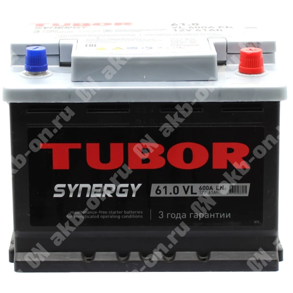 Аккумулятор автомобильный 12В 61Ач TUBOR SYNERGY обратной полярности