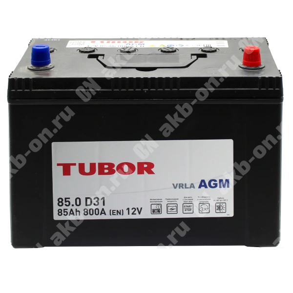 Аккумулятор автомобильный 12В 85Ач TUBOR Asia AGM обратной полярности