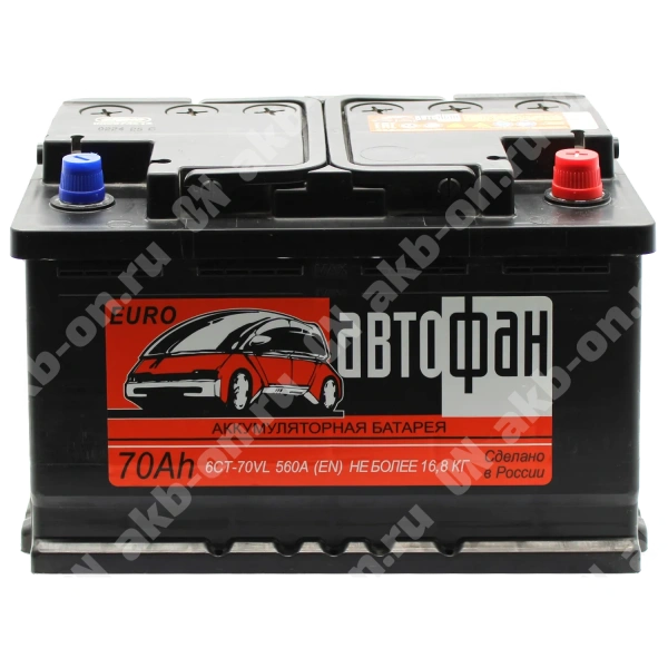 Аккумулятор автомобильный 12В 70Ач Автофан обратной полярности