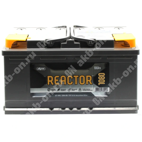 Аккумулятор автомобильный 12В 100Ач Реактор прямой полярности