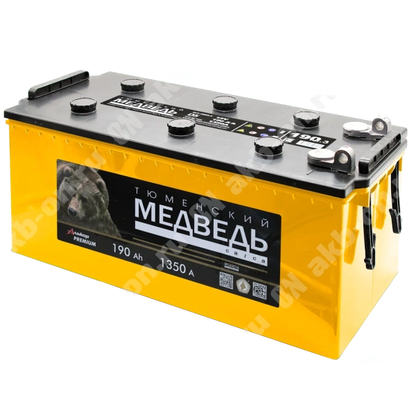 Аккумулятор автомобильный 12В 190Ач Тюменский Медведь  болт прямой полярности