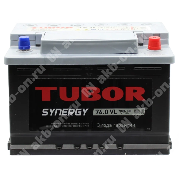 Аккумулятор автомобильный 12В 76Ач TUBOR SYNERGY обратной полярности