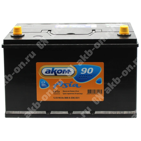 Аккумулятор автомобильный 12В 90Ач АКОМ Asia 90D31L обратной полярности 