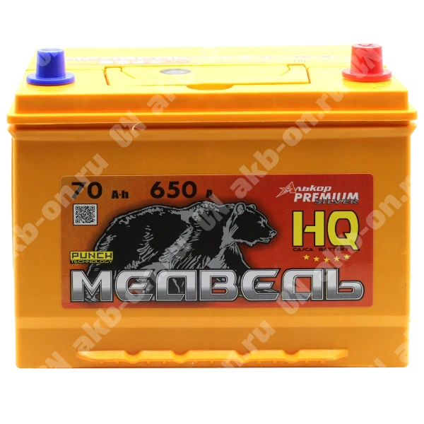 Аккумулятор автомобильный 12В 70Ач Медведь Са/Са Asia 85D26L обратной полярности