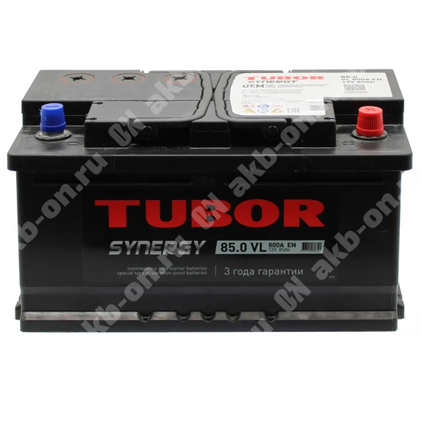 Аккумулятор автомобильный 12В 85Ач TUBOR SYNERGY обратной полярности низ.