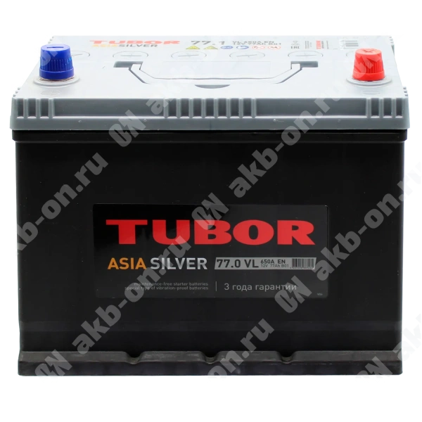 Аккумулятор автомобильный 12В 77Ач TUBOR Siver Asia 85D26L обратной полярности 