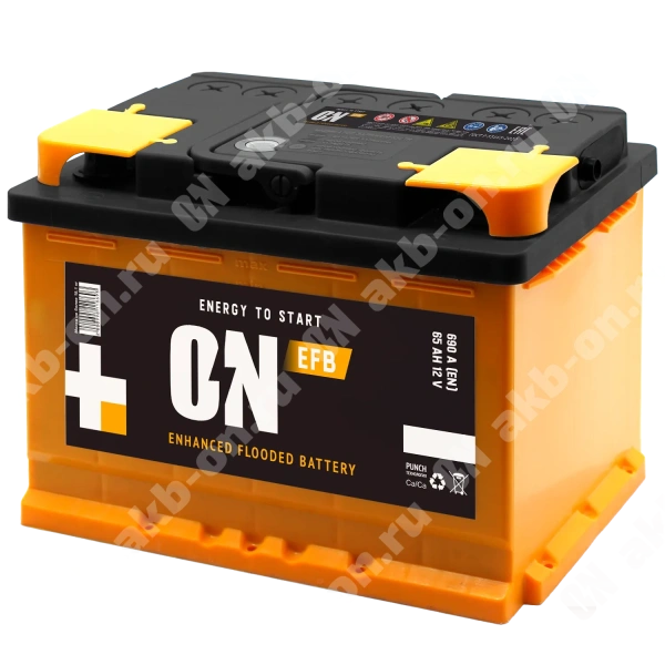 Аккумулятор автомобильный 12В 65Ач ON EFB прямой полярности