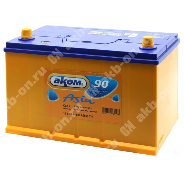 Аккумулятор автомобильный 12В 90Ач АКОМ Asia 90D31R прямой полярности