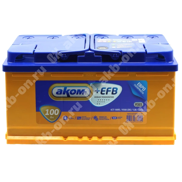 Аккумулятор автомобильный 12В 100Ач АКОМ +EFB обратной полярности 