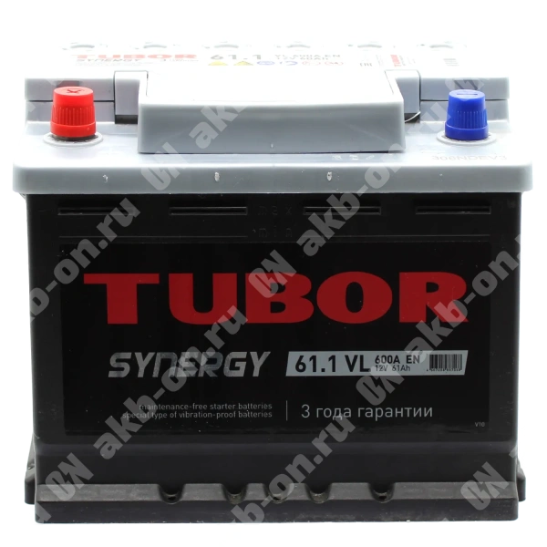Аккумулятор автомобильный 12В 61Ач TUBOR SYNERGY прямой полярности