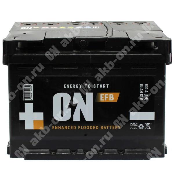 Аккумулятор автомобильный 12В 65Ач ON EFB прямой полярности
