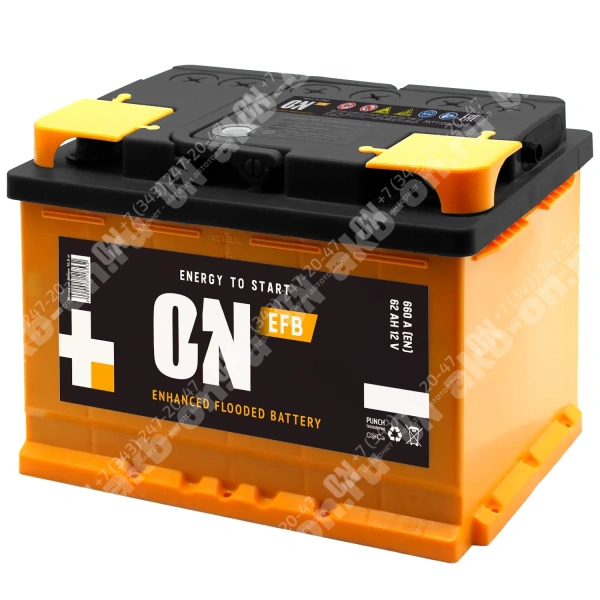 Аккумулятор автомобильный 12В 62Ач ON EFB прямой полярности