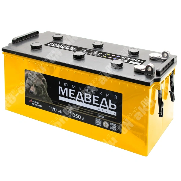Аккумулятор автомобильный 12В 190Ач Тюменский Медведь  болт прямой полярности