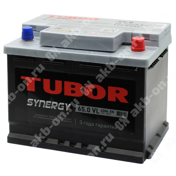 Аккумулятор автомобильный 12В 65Ач TUBOR SYNERGY обратной полярности