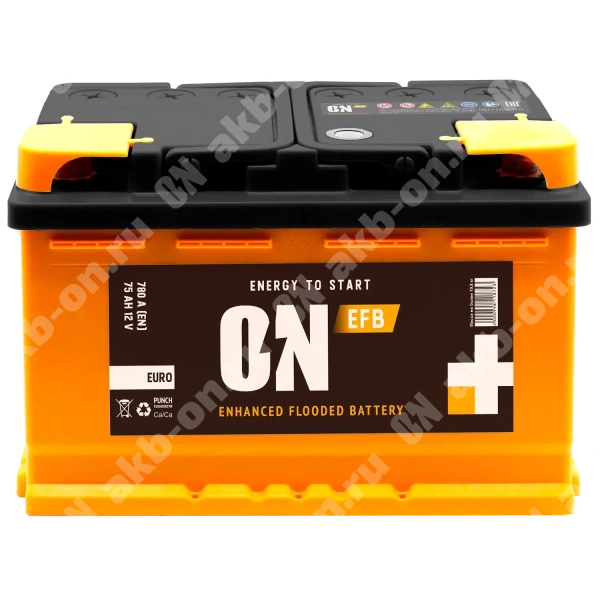 Аккумулятор автомобильный 12В 75Ач ON EFB обратной полярности  