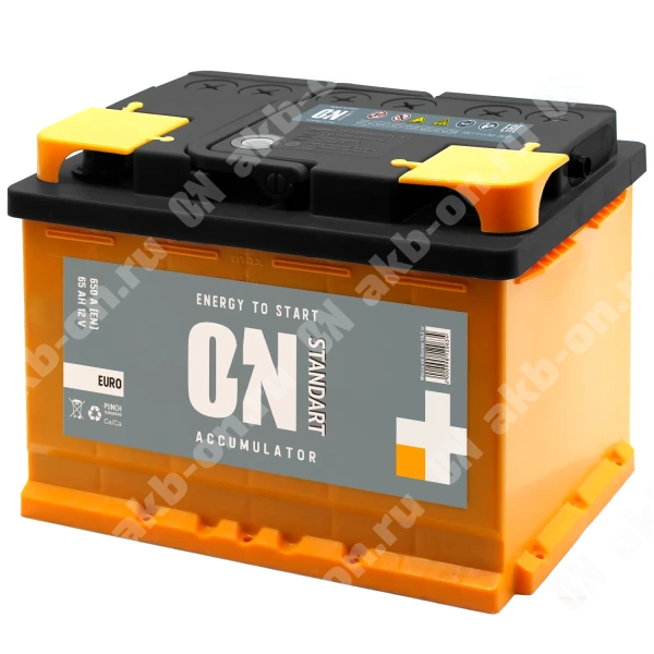 Аккумулятор автомобильный 12В 65Ач ON Standart обратной полярности  