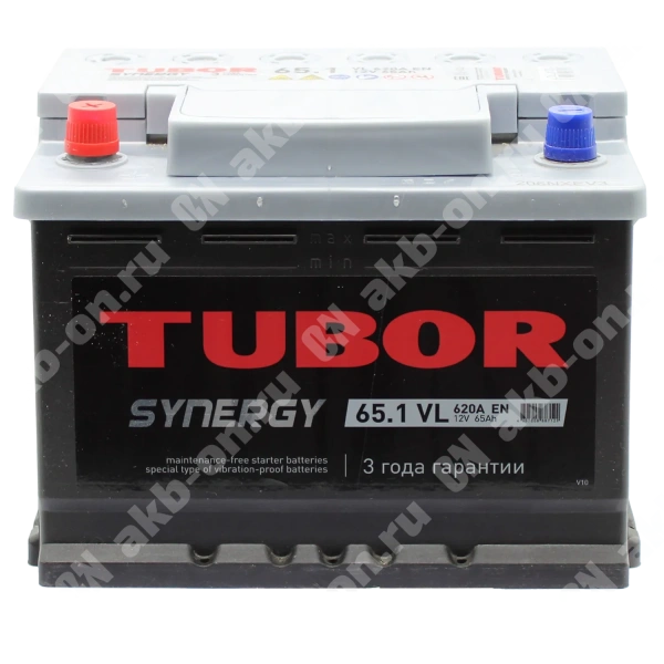 Аккумулятор автомобильный 12В 65Ач TUBOR SYNERGY прямой полярности