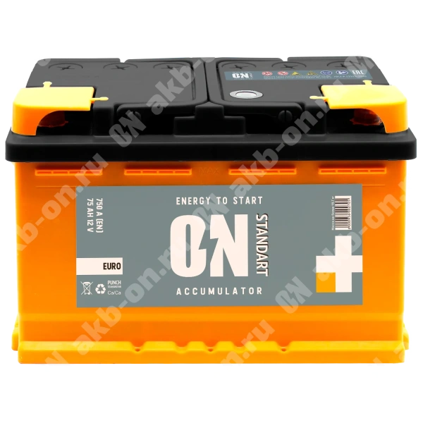 Аккумулятор автомобильный 12В 75Ач ON Standart обратной полярности  