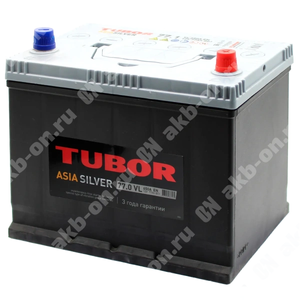 Аккумулятор автомобильный 12В 77Ач TUBOR Siver Asia 85D26L обратной полярности 