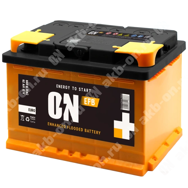 Аккумулятор автомобильный 12В 62Ач ON EFB обратной полярности  