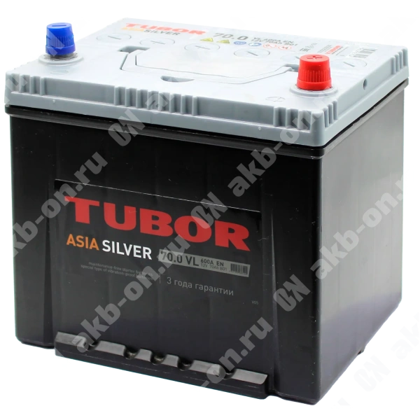 Аккумулятор автомобильный 12В 70Ач TUBOR Siver Asia 65D23L обратной полярности