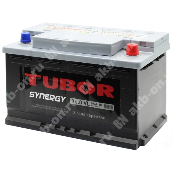 Аккумулятор автомобильный 12В 76Ач TUBOR SYNERGY обратной полярности