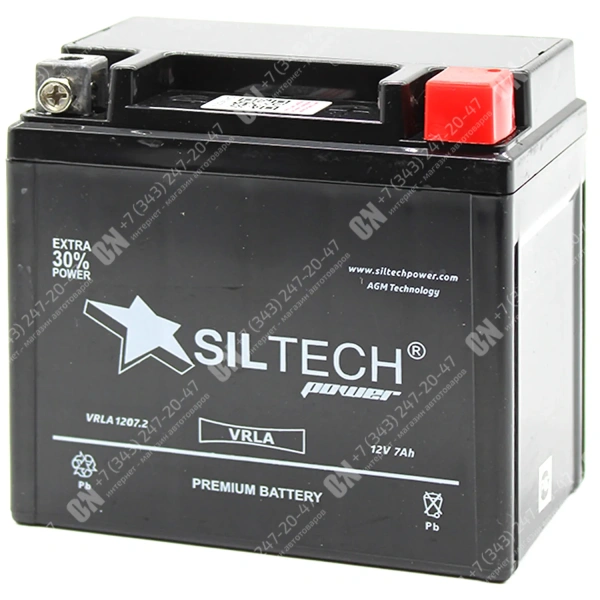Аккумулятор мотоциклетный 12В 7Ач SILTECH AGM прямой полярности YTZ7S
